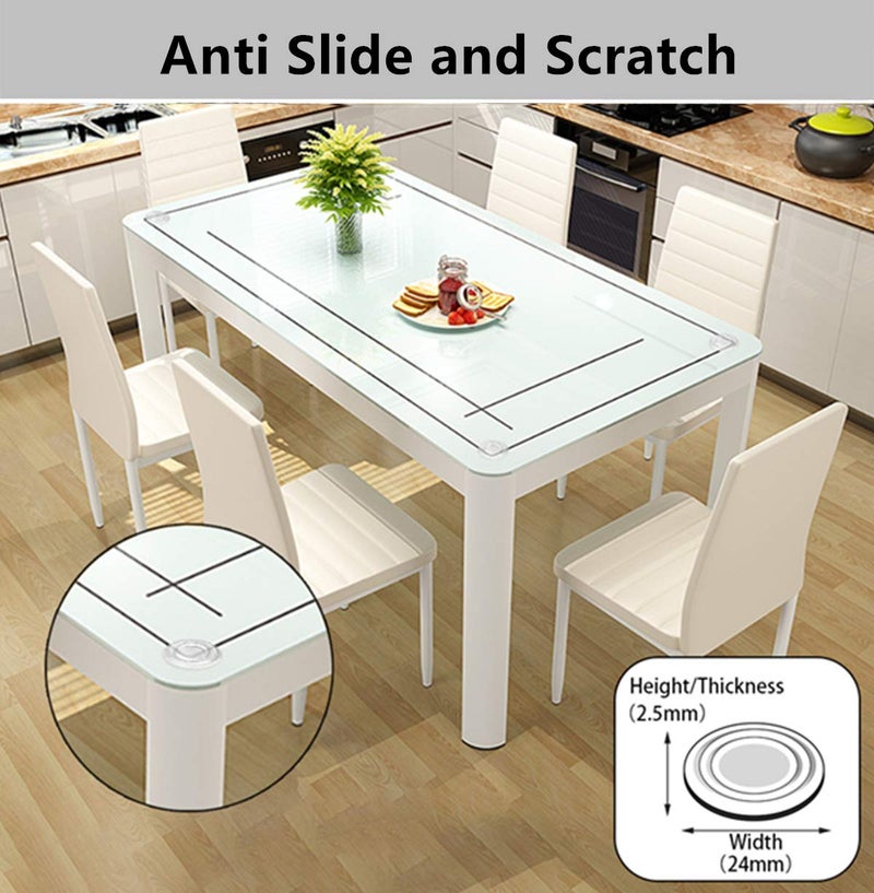 FURNIMATE وسادات مضادة للانزلاق لطاولة زجاجية شفافة 20 قطعة 24 مم واقيات كبيرة غير لاصقة للطاولة الزجاجية - Image 2